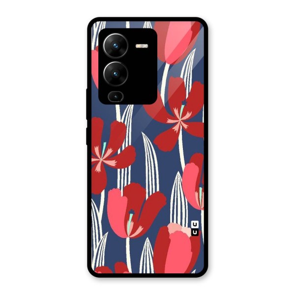 Artistic Tulips Glass Back Case for Vivo V25 Pro