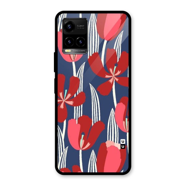 Artistic Tulips Glass Back Case for Vivo Y21 2021