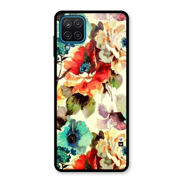 Artsy Bloom Flower Glass Back Case for Galaxy A12