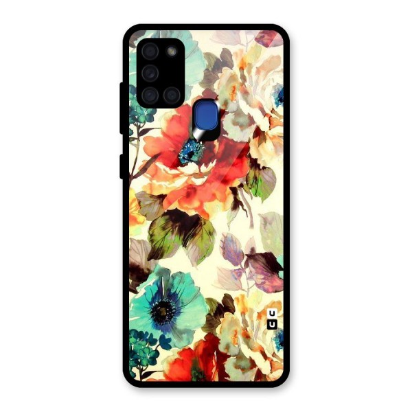 Artsy Bloom Flower Glass Back Case for Galaxy A21s