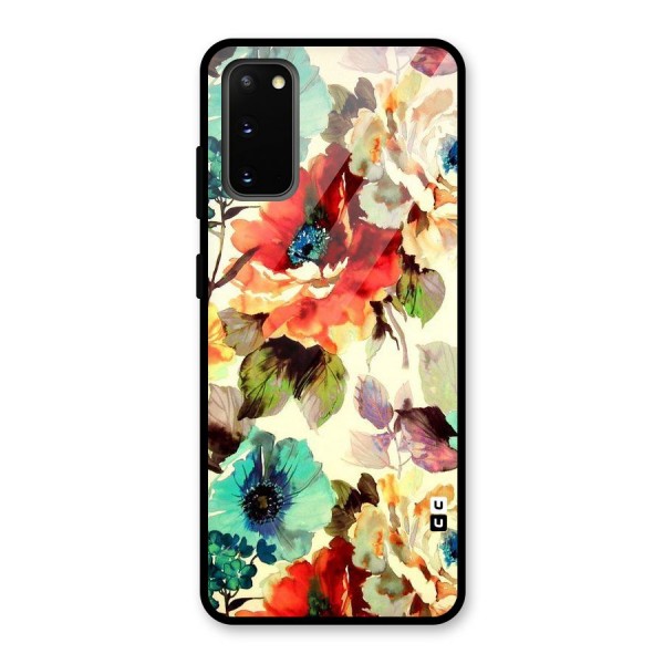 Artsy Bloom Flower Glass Back Case for Galaxy S20