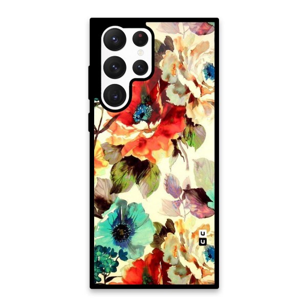 Artsy Bloom Flower Glass Back Case for Galaxy S22 Ultra 5G