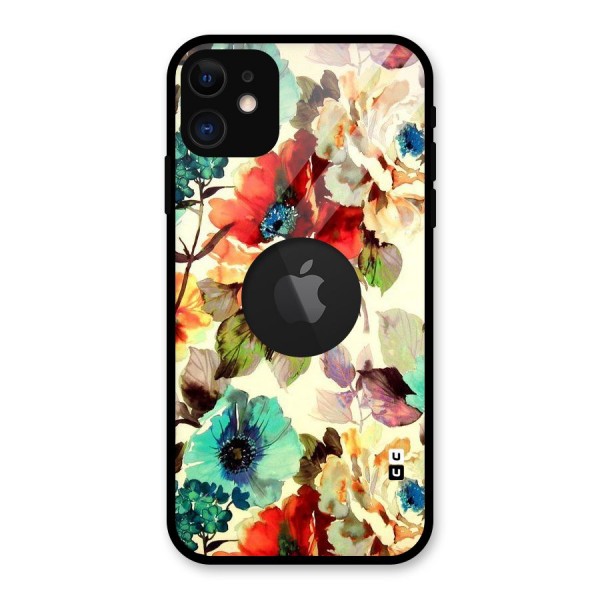 Artsy Bloom Flower Glass Back Case for iPhone 11 Logo Cut