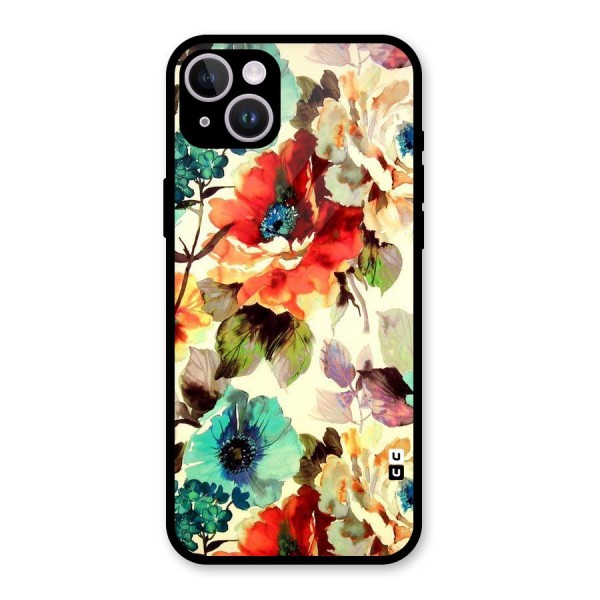 Artsy Bloom Flower Glass Back Case for iPhone 14 Plus