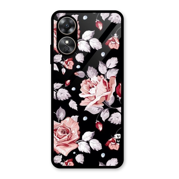 Artsy Floral Glass Back Case for Oppo A17