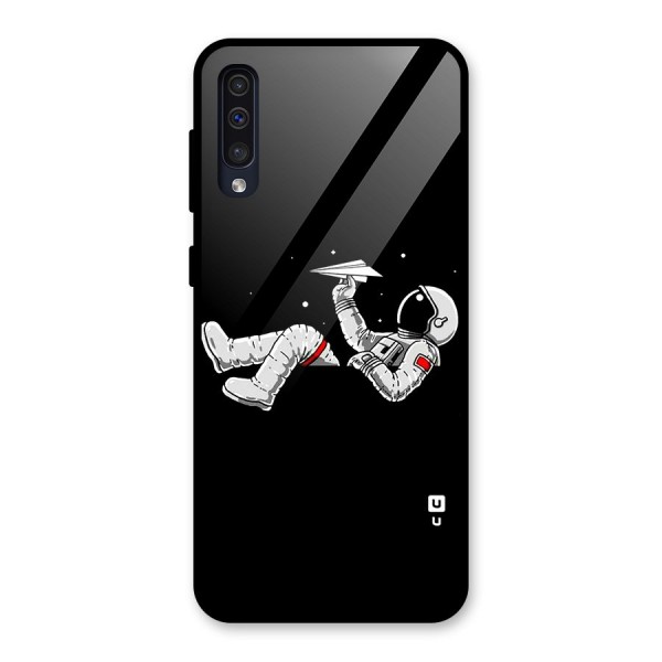 Astronaut Aeroplane Glass Back Case for Galaxy A50