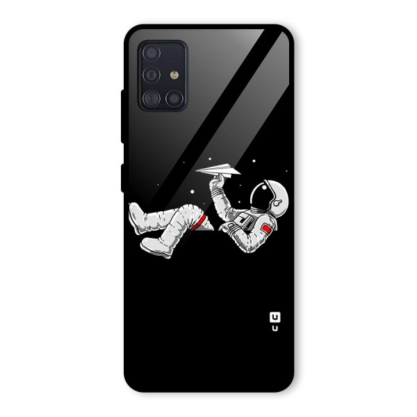 Astronaut Aeroplane Glass Back Case for Galaxy A51