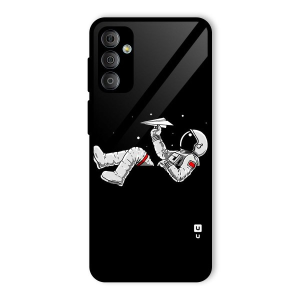 Astronaut Aeroplane Glass Back Case for Galaxy F23