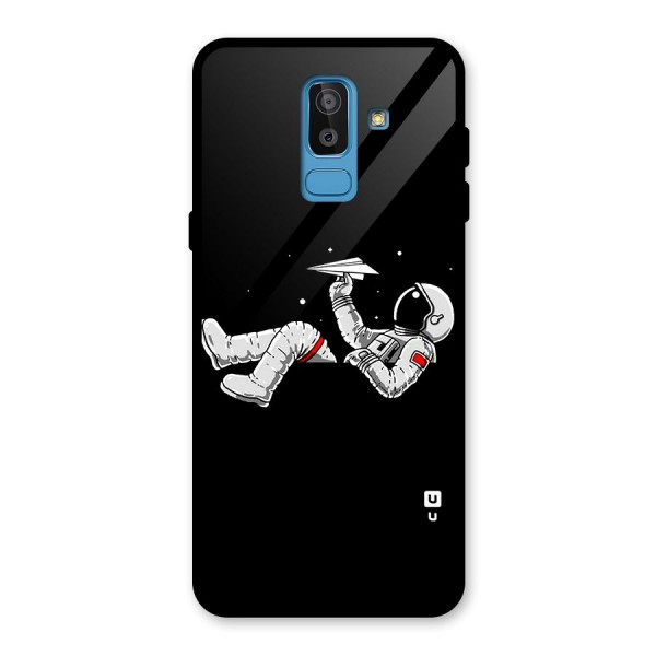 Astronaut Aeroplane Glass Back Case for Galaxy J8