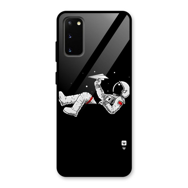 Astronaut Aeroplane Glass Back Case for Galaxy S20