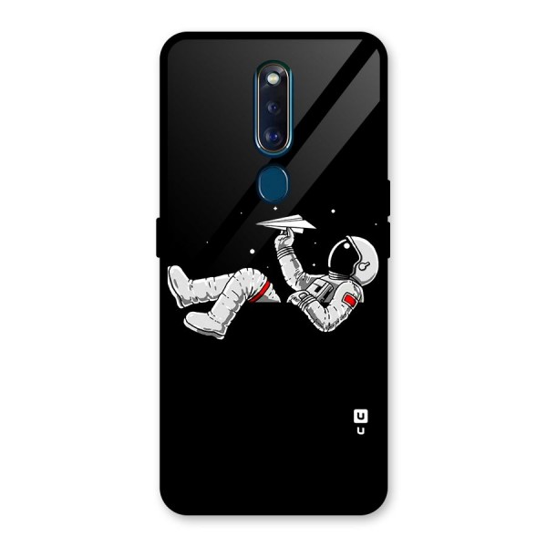 Astronaut Aeroplane Glass Back Case for Oppo F11 Pro