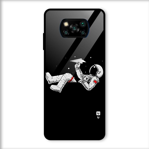 Astronaut Aeroplane Glass Back Case for Poco X3