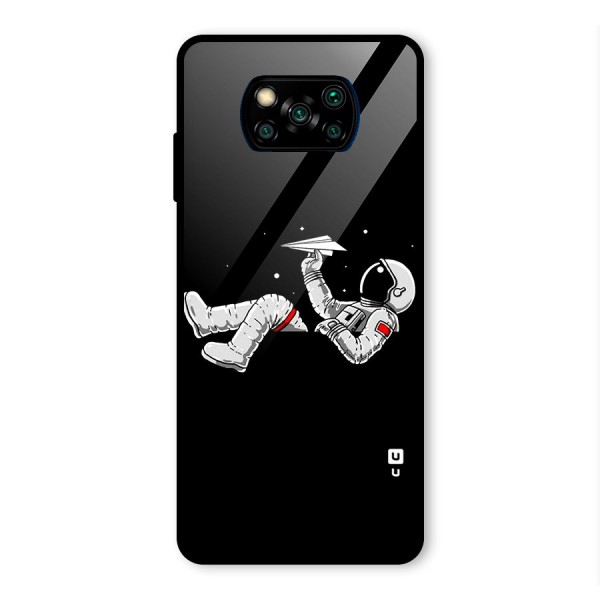 Astronaut Aeroplane Glass Back Case for Poco X3 Pro