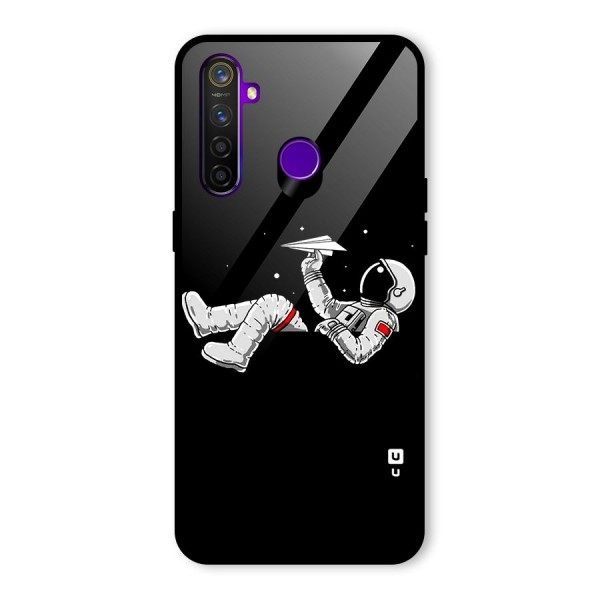 Astronaut Aeroplane Glass Back Case for Realme 5 Pro