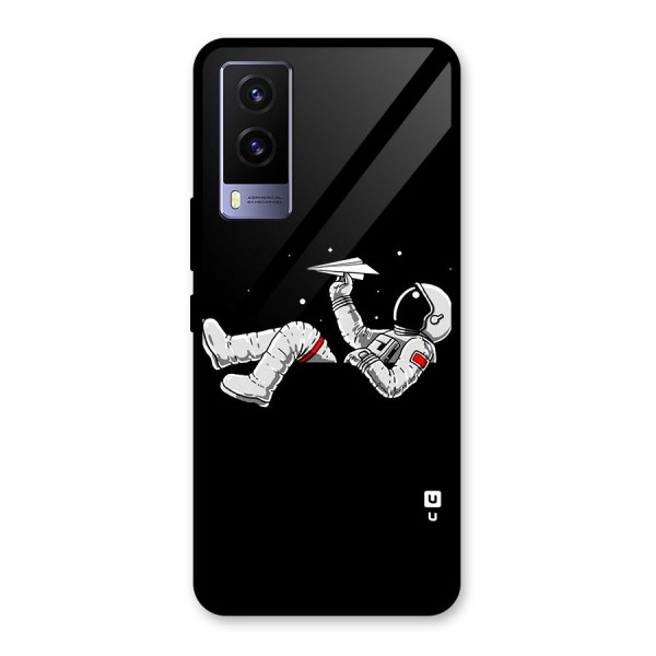 Astronaut Aeroplane Glass Back Case for Vivo V21e 5G