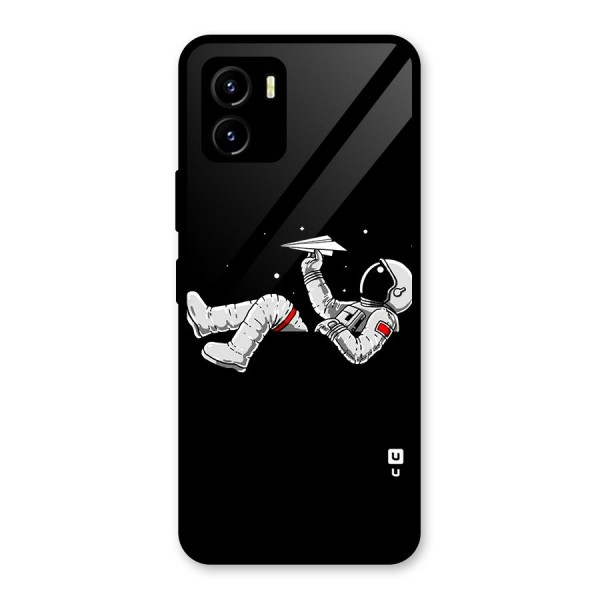 Astronaut Aeroplane Glass Back Case for Vivo Y15s