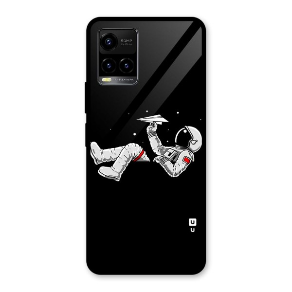 Astronaut Aeroplane Glass Back Case for Vivo Y21G