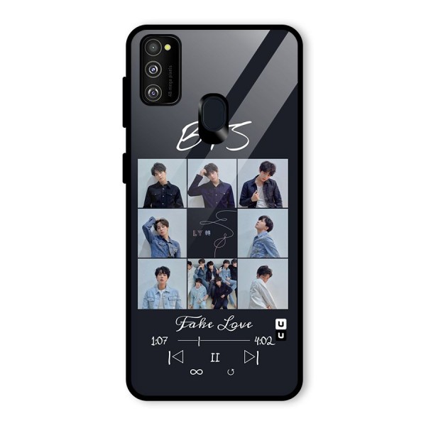 BTS Fake Love Glass Back Case for Galaxy M21