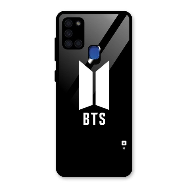 BTS Logo Black Glass Back Case for Galaxy A21s