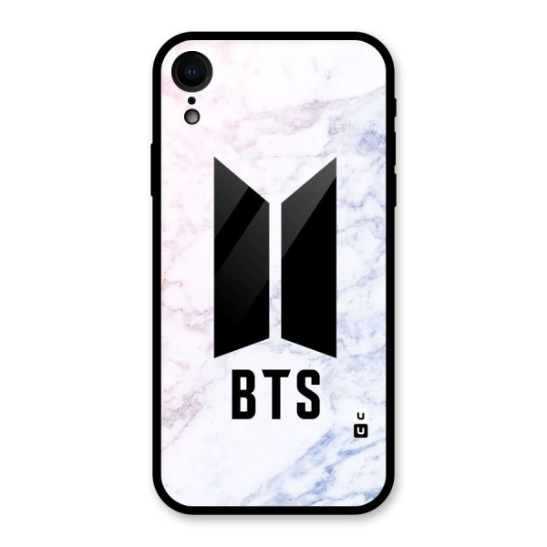 BTS Logo Marble Print Glass Back Case for XR