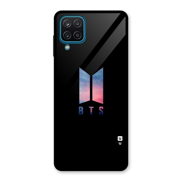 BTS Logo Sky Glass Back Case for Galaxy A12