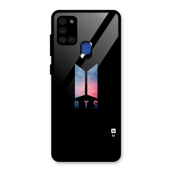 BTS Logo Sky Glass Back Case for Galaxy A21s