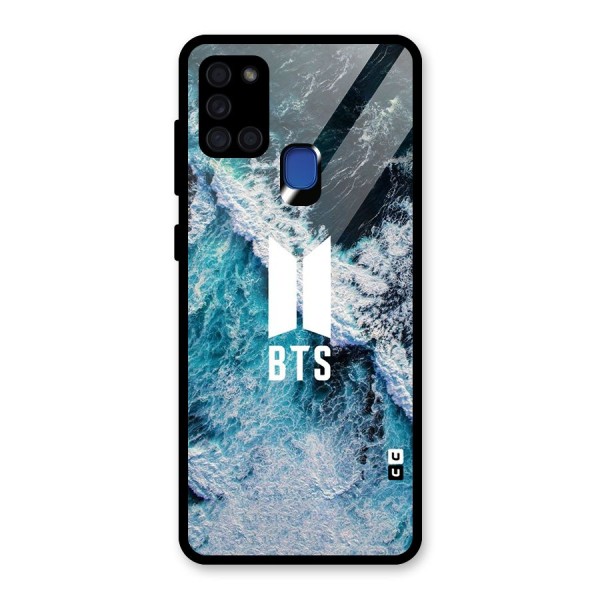 BTS Ocean Waves Glass Back Case for Galaxy A21s