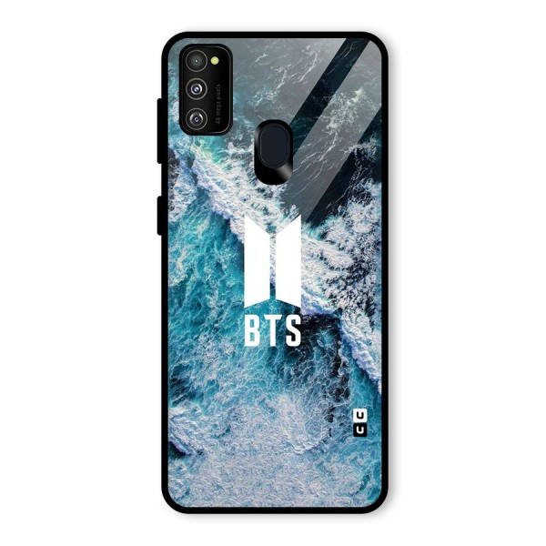 BTS Ocean Waves Glass Back Case for Galaxy M21