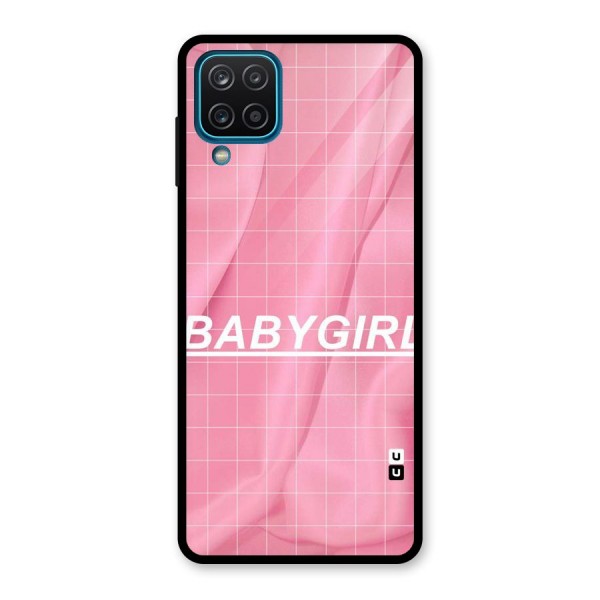 Baby Girl Check Glass Back Case for Galaxy A12