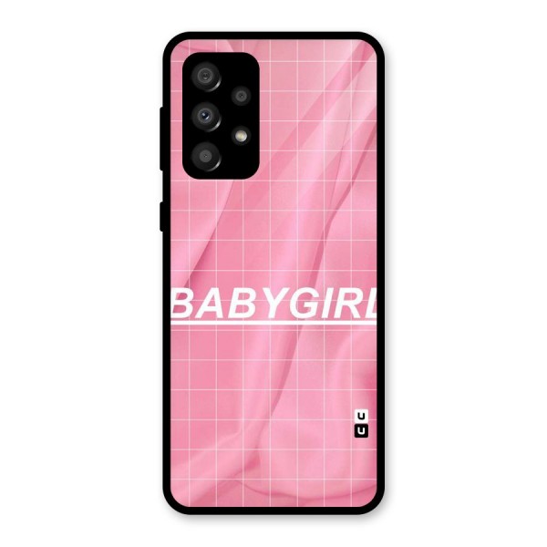 Baby Girl Check Glass Back Case for Galaxy A32