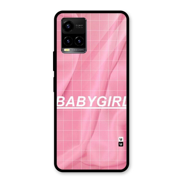 Baby Girl Check Glass Back Case for Vivo Y21G