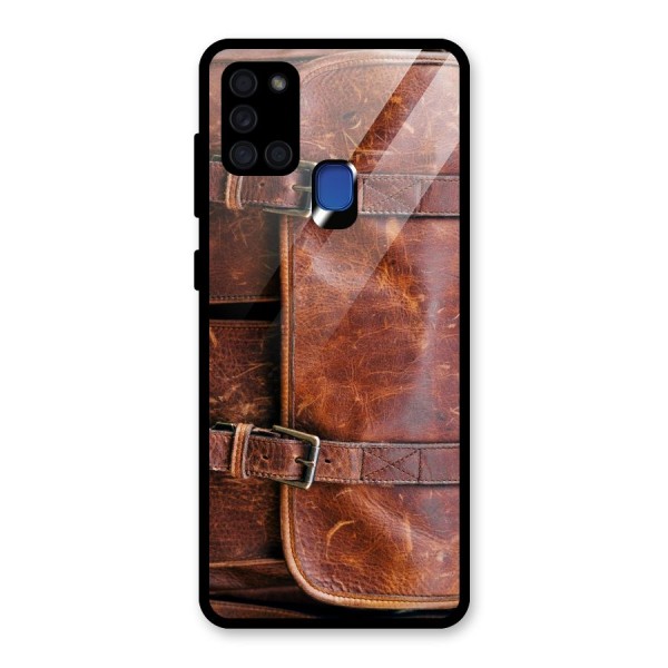 Bag Design (Printed) Glass Back Case for Galaxy A21s