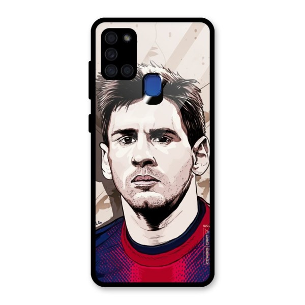 Barca King Messi Glass Back Case for Galaxy A21s