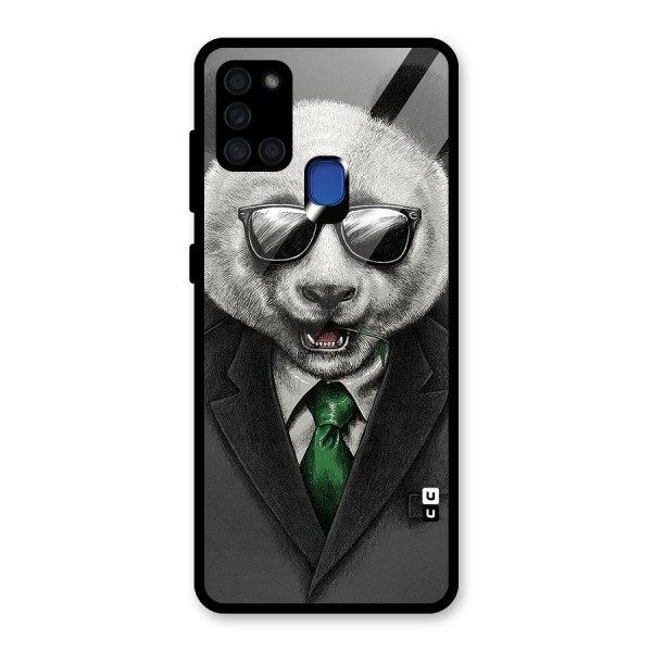 Bear Face Glass Back Case for Galaxy A21s