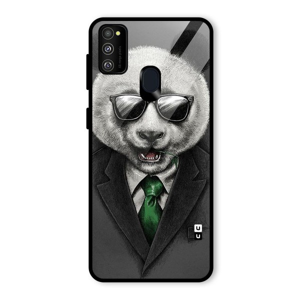 Bear Face Glass Back Case for Galaxy M21