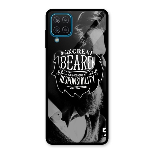 Beard Responsibility Quote Glass Back Case for Galaxy A12