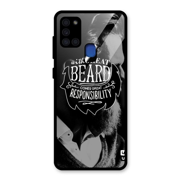 Beard Responsibility Quote Glass Back Case for Galaxy A21s