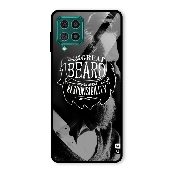 Beard Responsibility Quote Glass Back Case for Galaxy F62