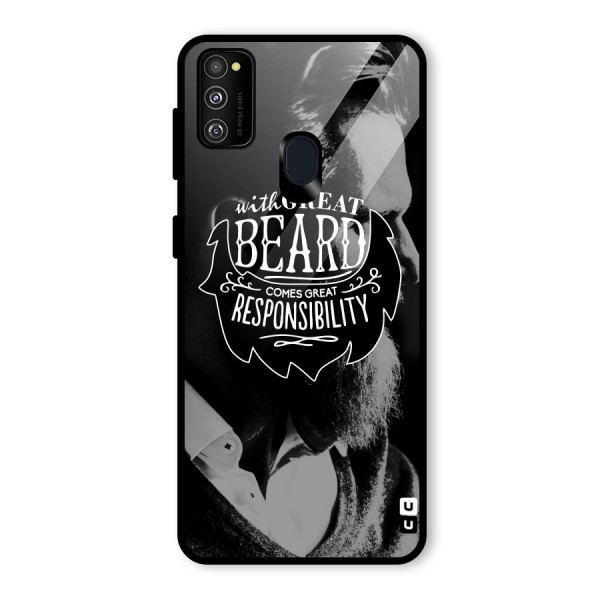 Beard Responsibility Quote Glass Back Case for Galaxy M21