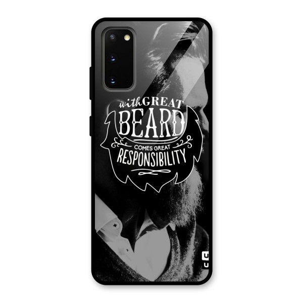 Beard Responsibility Quote Glass Back Case for Galaxy S20