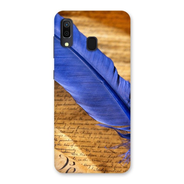 Beautiful Blue Feather Back Case for Galaxy A20