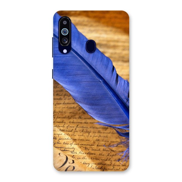 Beautiful Blue Feather Back Case for Galaxy A60