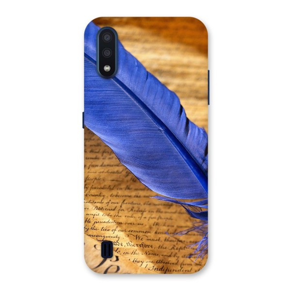 Beautiful Blue Feather Back Case for Galaxy M01