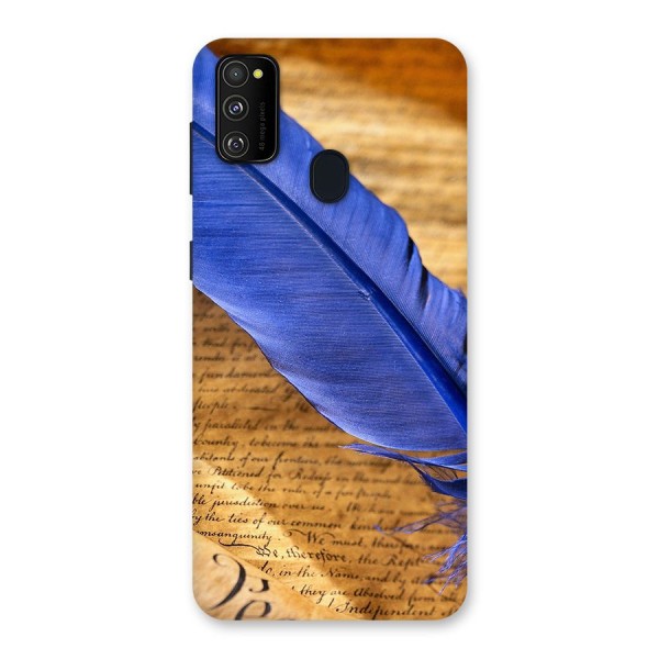 Beautiful Blue Feather Back Case for Galaxy M21