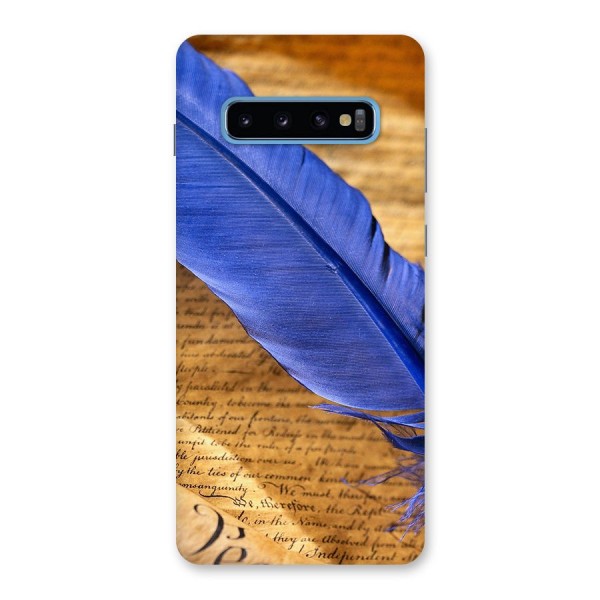 Beautiful Blue Feather Back Case for Galaxy S10 Plus