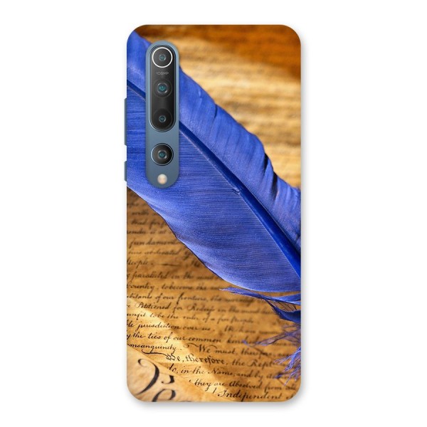 Beautiful Blue Feather Back Case for Mi 10