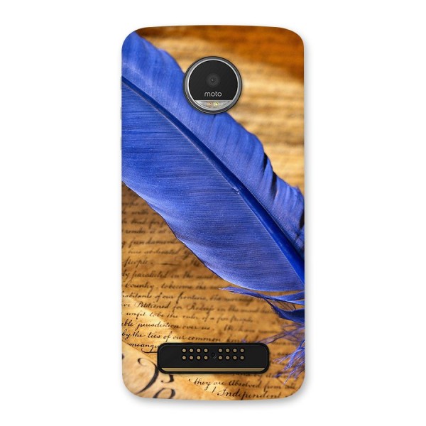 Beautiful Blue Feather Back Case for Moto Z Play