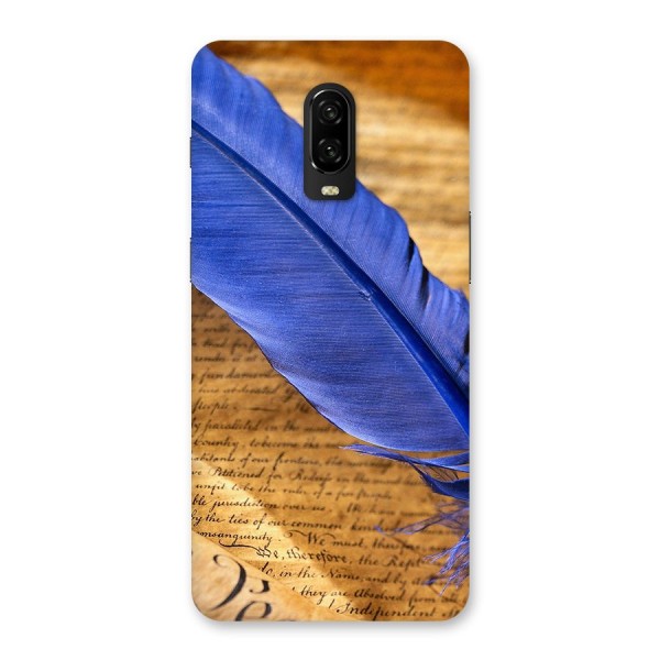 Beautiful Blue Feather Back Case for OnePlus 6T