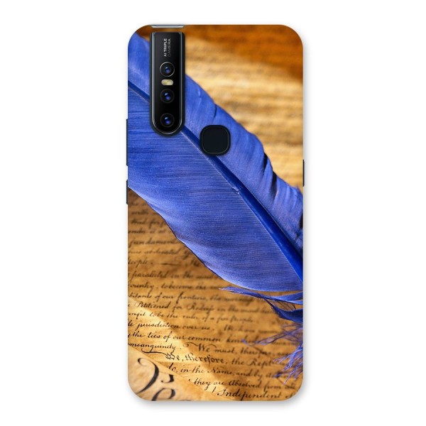 Beautiful Blue Feather Back Case for Vivo V15