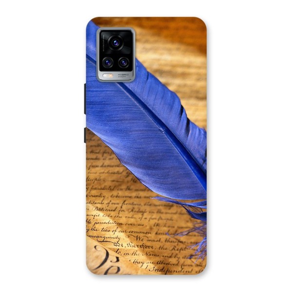 Beautiful Blue Feather Back Case for Vivo V20 Pro